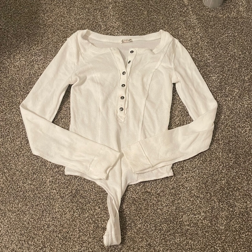 Free people waffle white bodysuit